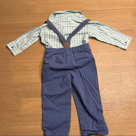 Carters 12M overall set plaid collar shirt - Picture 2 of 4